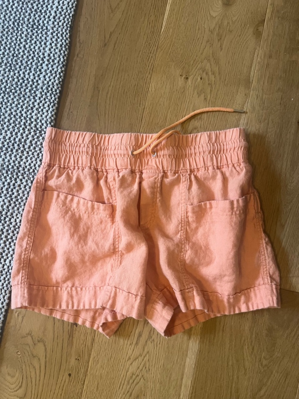 Athleta 100% Linen Peach Drawstring Linen-Blend Athletic Shorts
